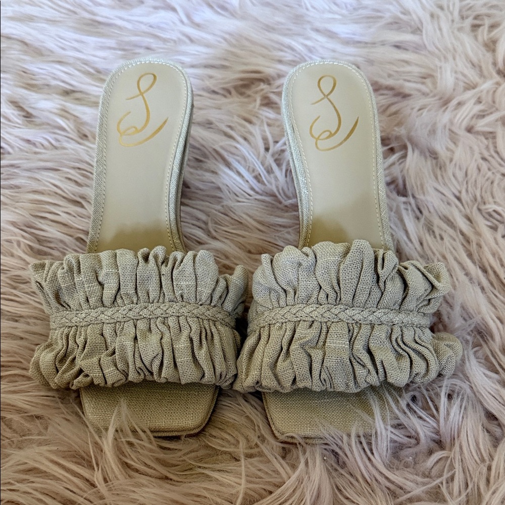Sam Edelman Beige Ruffle Slide Heels - Women